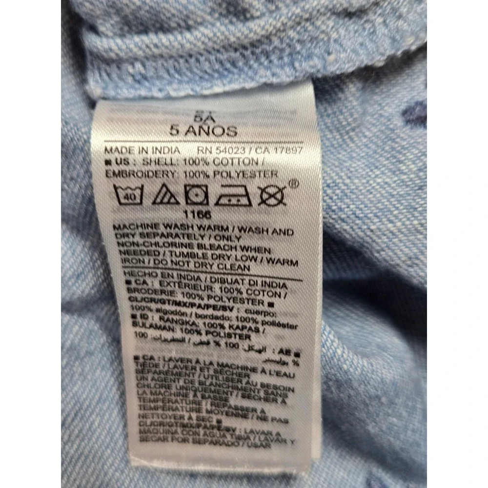 Old Navy Girls 5T Blue Chambray Embroidered Eyelet Lace Boho Sun Dress